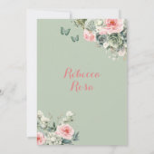 Boho Sage Green Pink Floral Quinceañera Einladung (Rückseite)