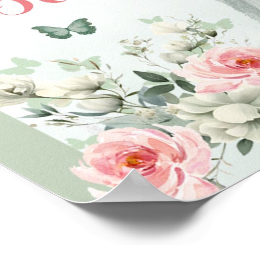 Boho Sage Green Pink Roses Mis 15 Años Gästebuch (Ecke)