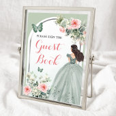 Boho Sage Green Pink Roses Mis 15 Años Gästebuch
