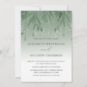 Boho Sage Green Pressed Foliage Wedding Einladung (Vorderseite)
