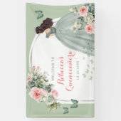 Boho Sage Green Princess Quinceañera Large Banner (Vertikal)