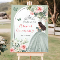 Boho Sage Green Princess Quinceañera Willkommen
