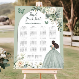 Boho Sage Green Quinceañera Seekartenzeichen Poster