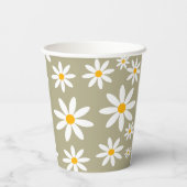 Boho Sage Green Retro Daisies Birthay Party Pappbecher (Rückseite)