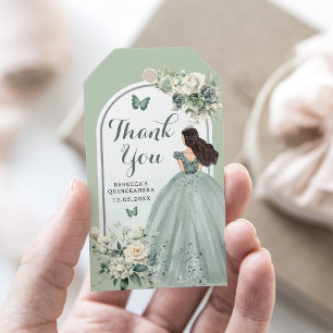 Boho Sage Green Rose Girl 15 Años Vielen Dank Geschenkanhänger