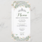 Boho Sage Green Rose Royal Quinceañera Menü Menükarte (Vorne/Hinten)