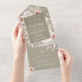 Boho Sage Green Rustic Floral mit UAWG Wedding All In One Einladung (Abreißen)