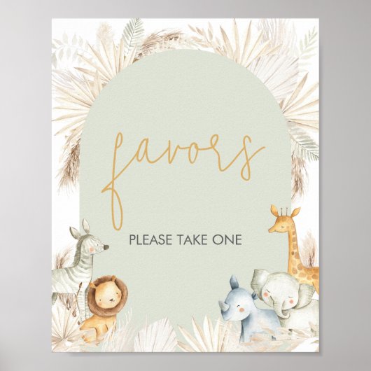 Boho Sage Green Safari Favoriten Poster (Vorne)