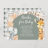 Boho Sage Green Safari Oh Books für Baby Einladungspostkarte (Vorne/Hinten)