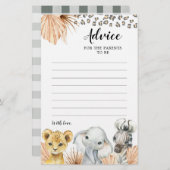 Boho Sage Green Safari Oh Boy Advice Card (Vorne/Hinten)