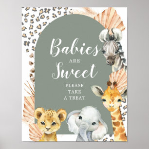 Boho Sage Green Safari Oh Boy Babies sind süß Poster
