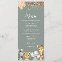 Boho Sage Green Safari Oh Boy Baby Showmenü