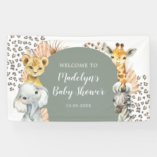 Boho Sage Green Safari Oh Boy Große Banner (Horizontal)