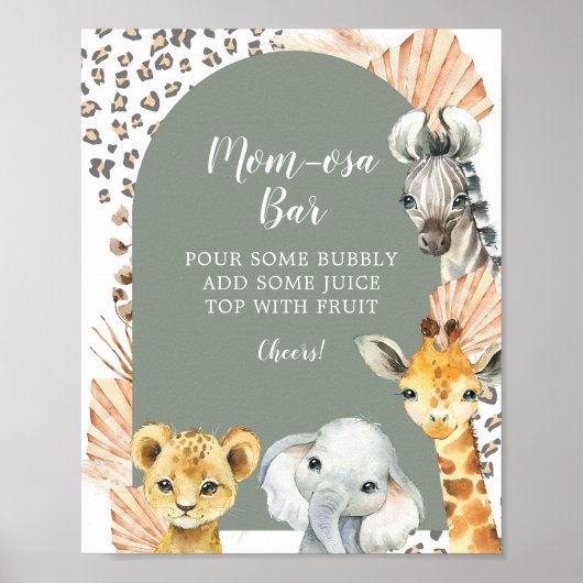 Boho Sage Green Safari Oh Boy Mama osa Bar Sign Poster (Vorne)
