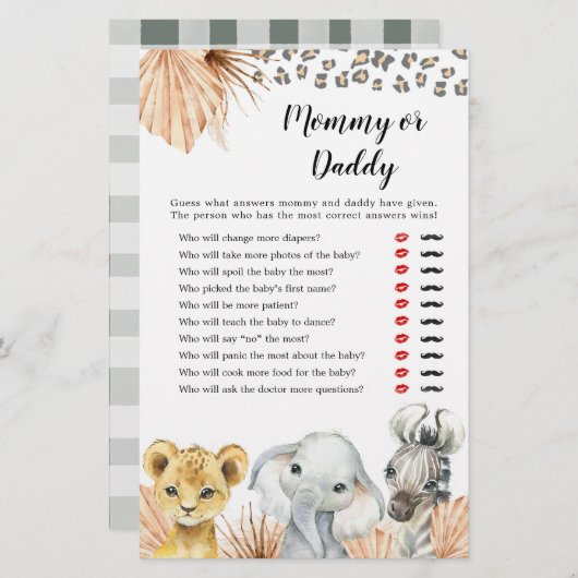 Boho Sage Green Safari Oh Boy Mommy oder Daddy Gam (Vorne/Hinten)