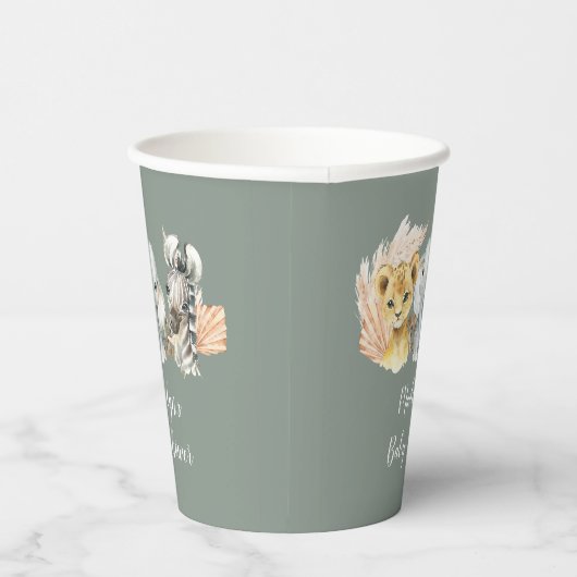 Boho Sage Green Safari Oh Boy Paper Cup Pappbecher (Rechts)
