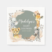 Boho Sage Green Safari Oh Boy Paper Napkin Serviette (Vorderseite)