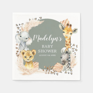 Boho Sage Green Safari Oh Boy Paper Napkin Serviette