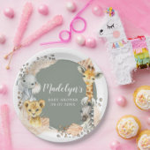 Boho Sage Green Safari Oh Boy Paper Plate Pappteller (Party)