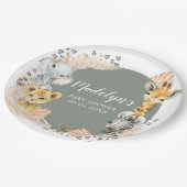 Boho Sage Green Safari Oh Boy Paper Plate Pappteller (Schrägansicht)