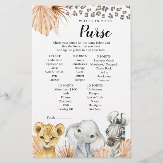 Boho Sage Green Safari Oh Boy Purse Game (Vorderseite)