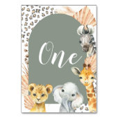 Boho Sage Green Safari Oh Boy Tischnummer (Vorderseite)