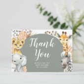 Boho Sage Green Safari Oh Junge Danke Karte (Stehend Vorderseite)