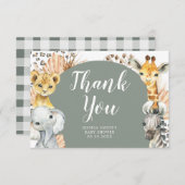 Boho Sage Green Safari Oh Junge Danke Karte (Vorne/Hinten)