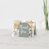 Boho Sage Green Safari Oh Junge Faltkarte Dankeskarte (Vorderseite)