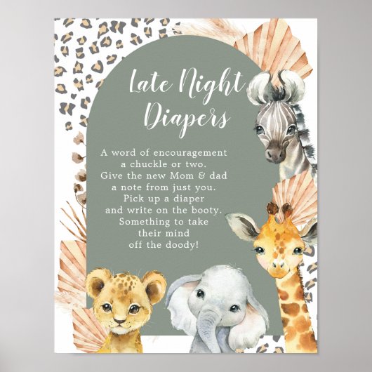 Boho Sage Green Safari Oh Junge Spätabendwanderer Poster (Vorne)