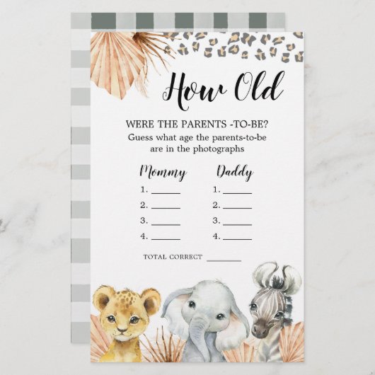 Boho Sage Green Safari Oh Junge wie alte Eltern (Vorne/Hinten)