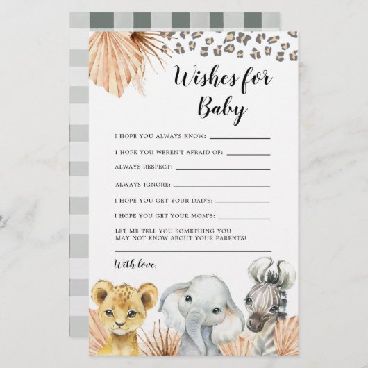 Boho Sage Green Safari Oh Junge wünscht sich Baby (Vorne/Hinten)