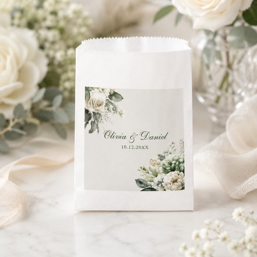 Boho Sage Green und Elfenbein Blume Hochzeit Geschenktütchen