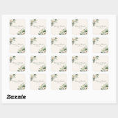 Boho Sage Green und Elfenbein Blume Hochzeit Quadratischer Aufkleber (Blatt)