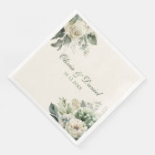 Boho Sage Green und Elfenbein Blume Hochzeit Serviette (Ecke)