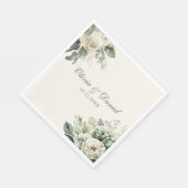 Boho Sage Green und Elfenbein Blume Hochzeit Serviette (Ecke)