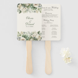 Boho Sage Green und Elfenbein Blume Hochzeitsprogr Fächer