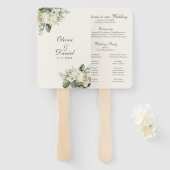 Boho Sage Green und Elfenbein Blume Hochzeitsprogr Fächer (Vorne und Hinten)