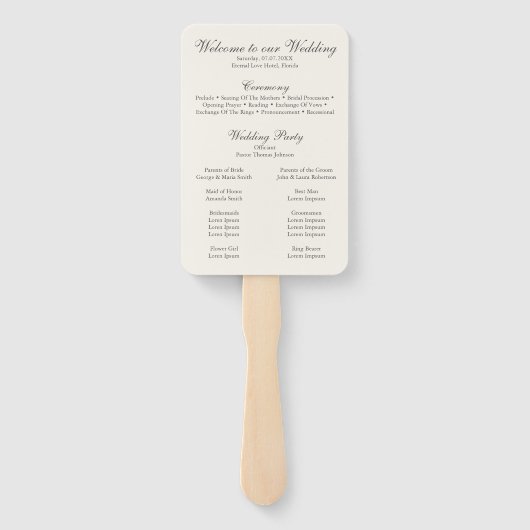 Boho Sage Green und Elfenbein Blume Hochzeitsprogr Fächer (Rückseite)