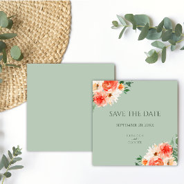 Boho Sage Green und Orange Blume Hochzeit Save The Date