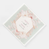 Boho Sage Green und Pink Roses Wedkins Serviette (Ecke)