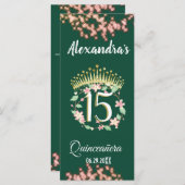 Boho Sage Green und Rose Quinceañera Celebration Menükarte (Vorne/Hinten)