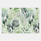 Boho Sage Green Watercolor Botanische Muster Geschenkpapier Set (Vorderseite)