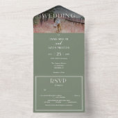 Boho Sage Green Wedding Einladung mit Foto (Innen Boden)