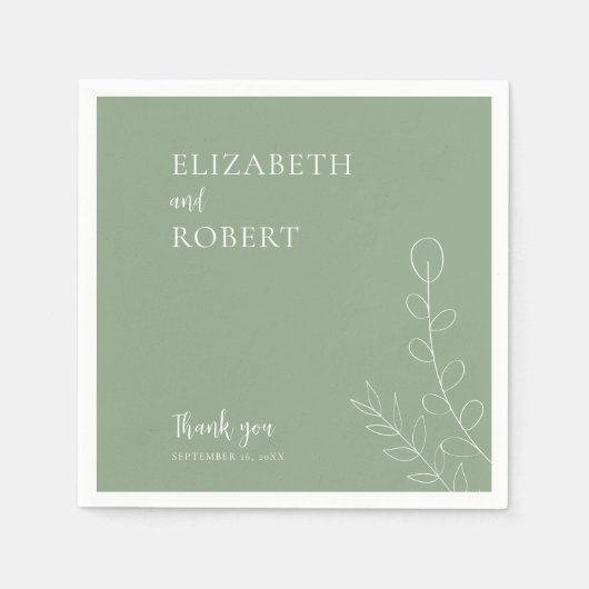 Boho Sage Green Wedding Elegant Serviette (Vorderseite)
