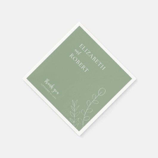 Boho Sage Green Wedding Elegant Serviette (Ecke)