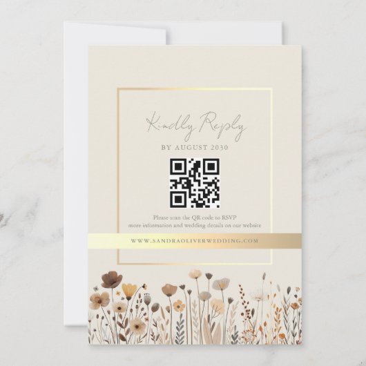 Boho Sage Green Wedding QR Code Einladung (Rückseite)