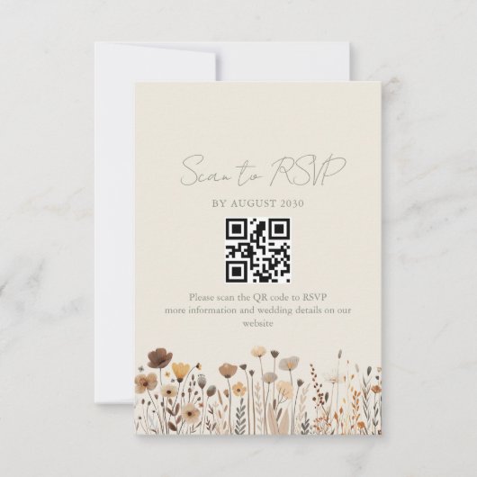 Boho Sage Green Wedding QR Code RSVP Karte (Vorderseite)