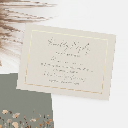 Boho Sage Green Wedding RSVP Karte