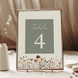 Boho Sage Green Wedding Tischnummer